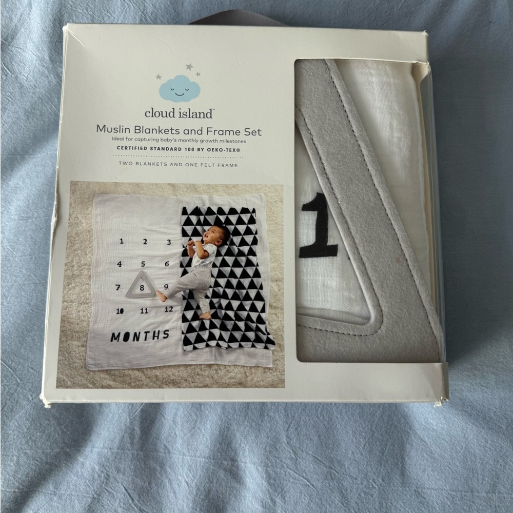Bundle Cloud Island Milestone Blanket Set and SLotic pacifier clips